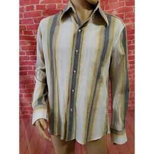 Berto Lucci Milano Stripes Long Sleeve Men's Buttons Down Shirt Size XXL